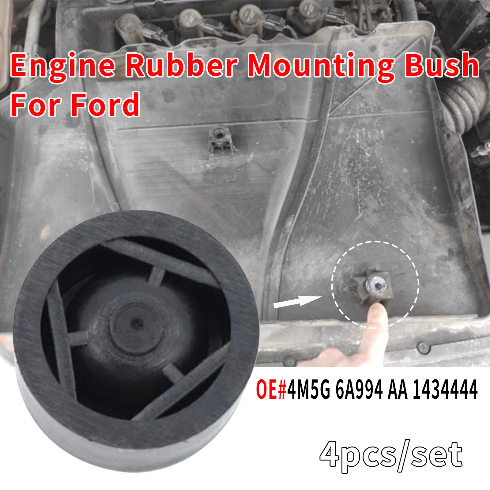 4Pcs Engine Rubber Mounting Bush For Ford Focus II 2004-2011 OE#4M5G-6A994-AA 1434444 Protective Cover Under Guard Plate Rubber