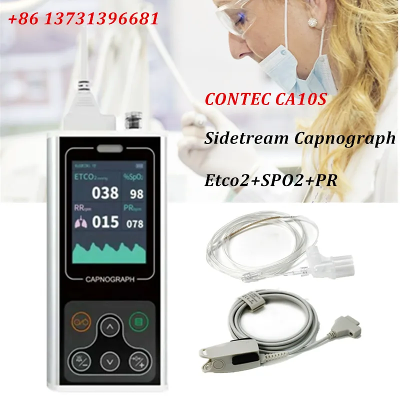 PROD 1005003218159020 CONTEC Brand CA10S Capnograph ETCO2 Sidestream
Patient Monitor CO2 SPO2 PR Respiratory Color