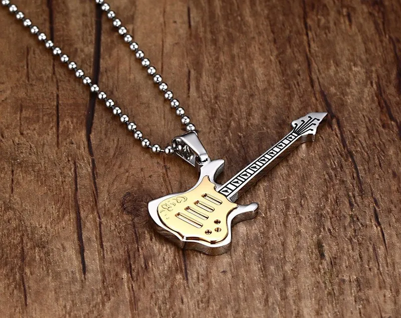Trendy Guitar Necklace Pendant Stainless Steel