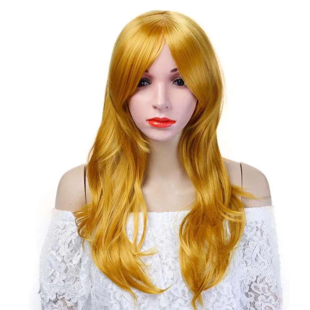 

WTB Hair Long Synthetic Wig Body Wave Colorful Brown Black Pink Rose Gold Side Middle Part Wigs for Black Women Cosplay Wigs