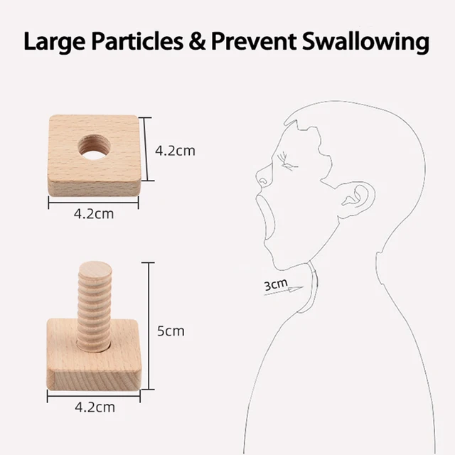 Beech Baby Toys Screw Nut Wooden Building Block Early Education Geometry Shape Matching Toy Fine Motor Skill Blocks for Toddlers 6