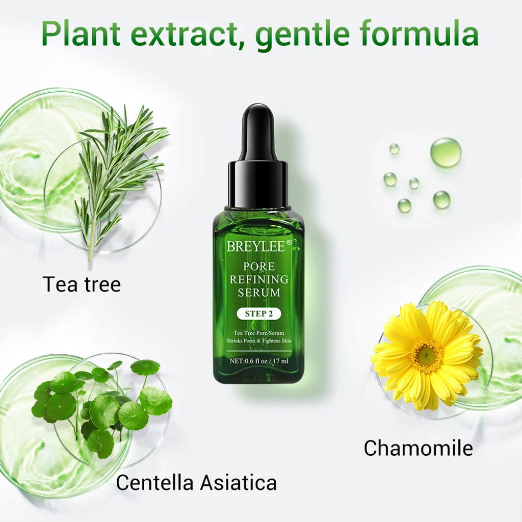 BREYLEE Shrink Pores Serum Pore Tightens Refining Moisturizing Essence Whitening Anti-aging Oil Control Facial Essence Skin Care