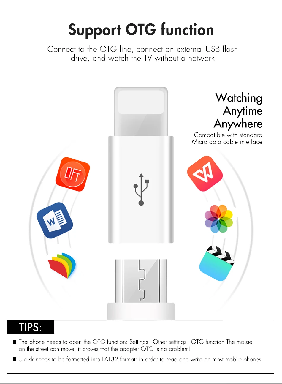 !ACCEZZ Mini OTG Lighting To Micro USB Adapter For Apple For iPhone XS MAX XR X 7 8 6S 6 Plus Data Sync Charger Cable Connector (4)