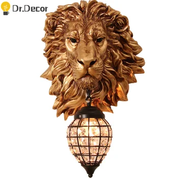 

French Luxury Lion Animal Shade Wall Lamp Nordic Home Decor Kitchen Wall Light Vintage Bedroom Indoor Lighting Wall Sconce Lamp