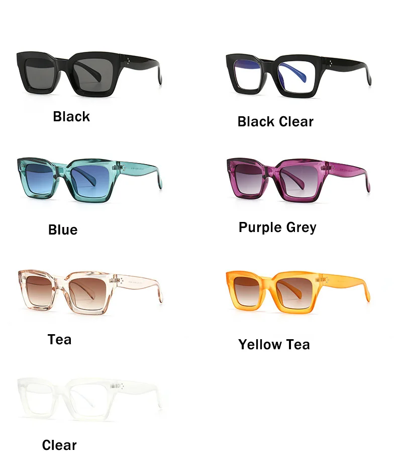 Square Sunglasses Women Retro Gradient Clear Lens Glasses_voghion.com