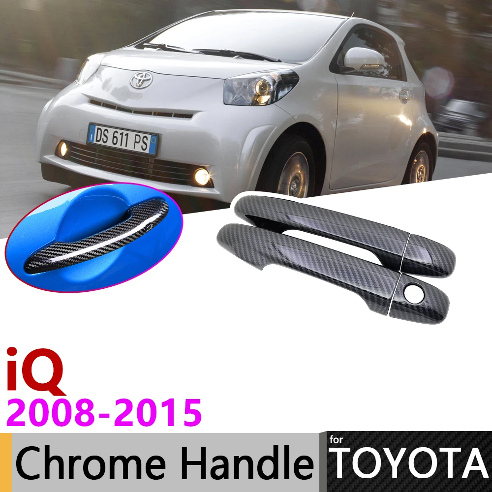 Накладка на дверную ручку из черного углеродного волокна для Toyota iQ AJ10 10 2008 ~ 2015
