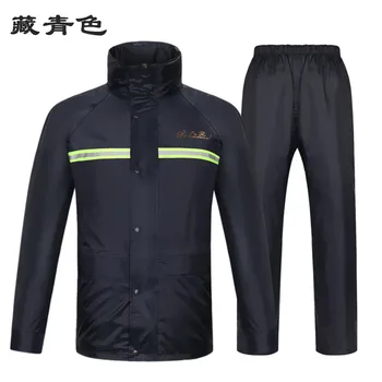 

Portable Waterproof Nylon Raincoat Jacket Set Plastic Black Raincoat Men Outdoor Thick Capa De Chuva Moto Rider Rainsuit JJ60YY