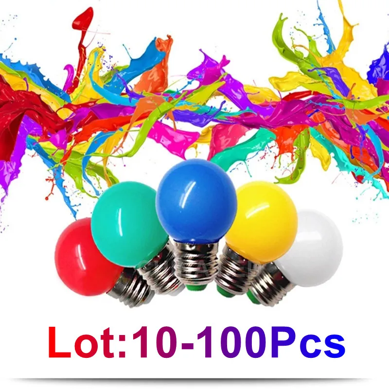 10-100 шт. RGB E27 B22 220v мини светодиодная лампа водостойкая цветная маленькая
