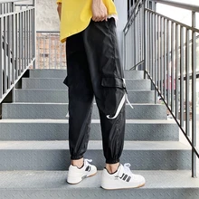 Новая весенняя линия с тонкой секцией Корейская версия Ins тренд дикий луч ноги оснастки студентов Свободные повседневные девять брюки S-3XL