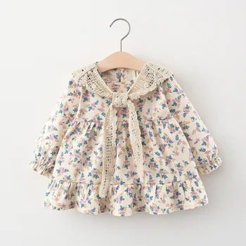 Vestiti primaverili per neonata, abito floreale a maniche lunghe per ragazze, abbigliamento per bambini, abito da principessa per compleanno di 1 anno + scialle in pizzo