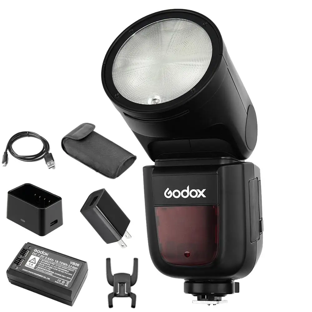 

Godox V1 2.4G TTL 72W 1/8000s HSS On-Camera Round Head Camera Flash Speedlite for Canon Nikon Sony Cameras, 80 Full Power Shots