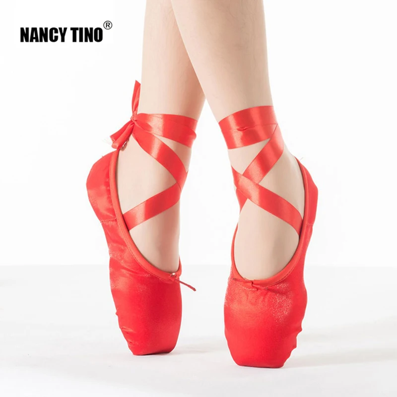 

NANCY TINO Ballet Shoes Child and Adult Pink Pointe Dance Shoes Ladies Professional Ribbons Satin Classics Children Women Shoes