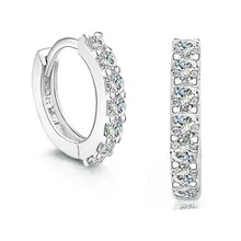 Детские 925 Серебро 10 мм круг циркон Малый серьги обруча для малыша ребенок женщина красивая кубический циркон серьги Серьги ювелирные изделия E024