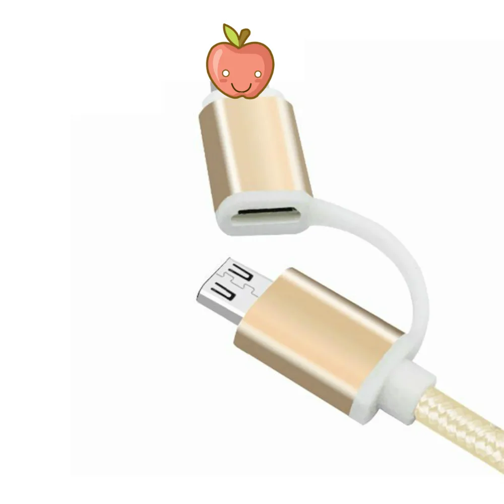 2 в 1 USB кабель Type C Micro для быстрой зарядки многофункциональный нейлоновая оплетка