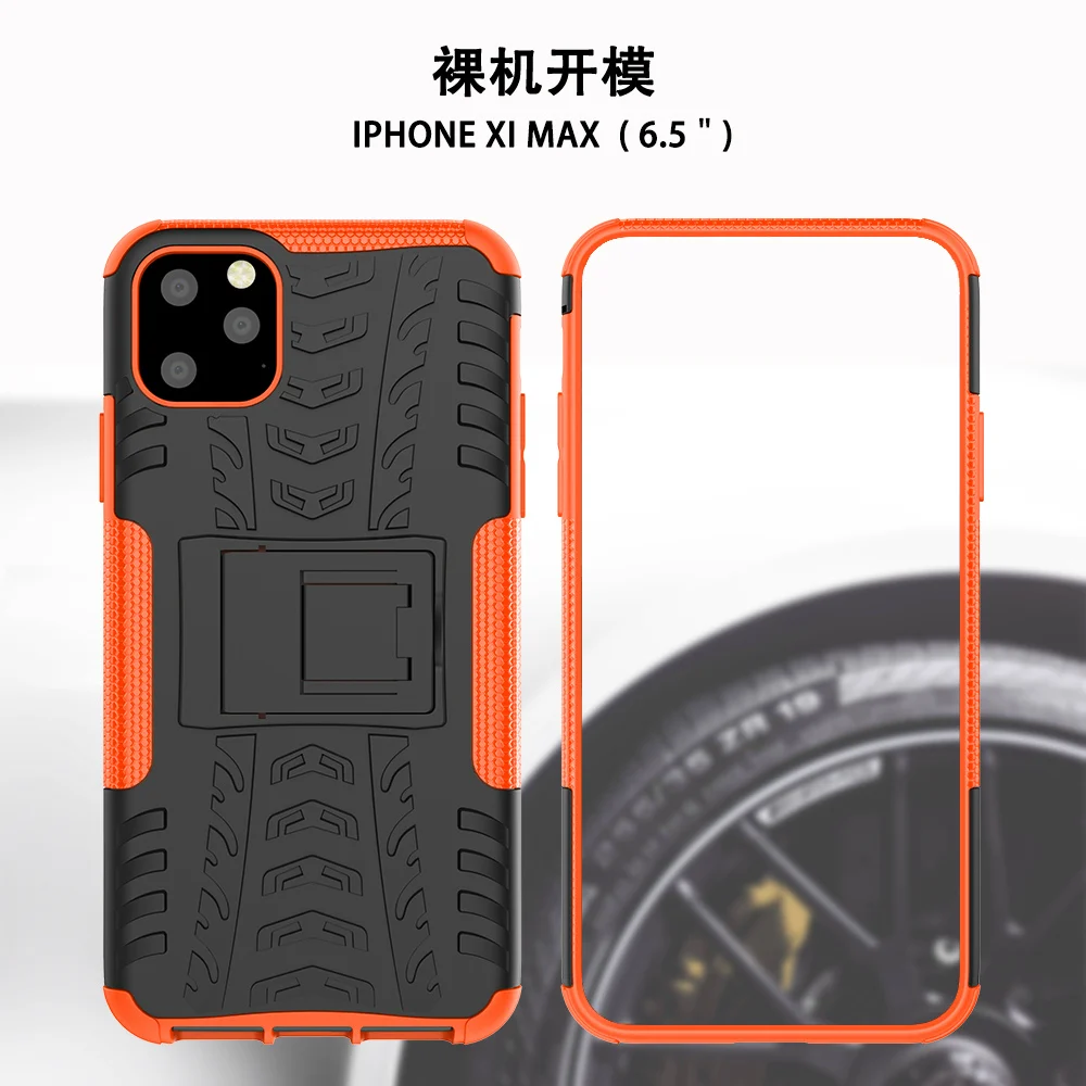 For iPhone 11 Pro MAX XR X XS MAX 8 7 6 6S Plus Case Hard Plastic Soft Silicone Hybrid Armor Stand PC+ TPU Cover For iPhone 11