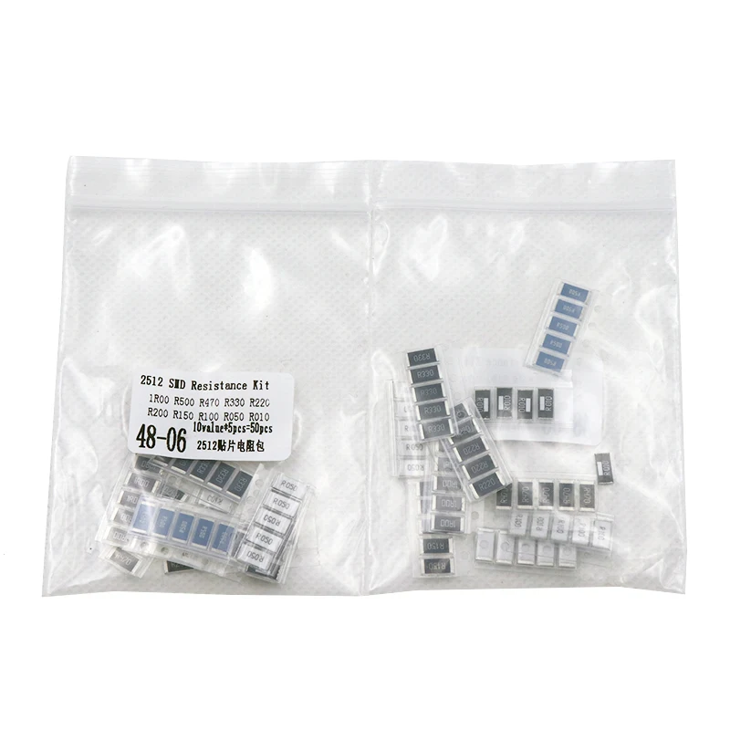 50PCS 1% 2512 SMD Resistor Samples kit ,10 valueX5pcs=50pcs 1R00 R500 R470 R330 R220 R200 R150 R100 R050 R010