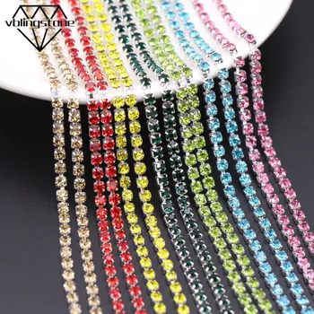 

5Yards Rhinestone Chain Sliver Base Sew on Crystal Flatback Rhinestone For Clothing Cup Rhinestone Trim DIY Clothes/Dresses