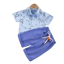 Ropa de dibujos animados para bebé, Camisa de algodón para niño y niña, pantalones cortos, 2 unids/set/conjunto, ropa deportiva informal para niño pequeño
