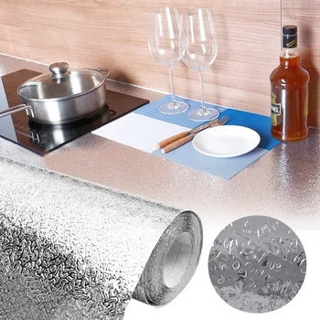 

Kitchen Wall Stove Aluminum Foil Oil-proof Stickers Anti-fouling High-temperature Self-adhesive Croppable Wallpaper Wall Sticker