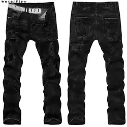 Новинка 2019, мужские обтягивающие мужские джинсы, большие размеры 28-42, брюки, байкерские рваные джинсы в стиле хип-хоп, мотоциклетные джинсы