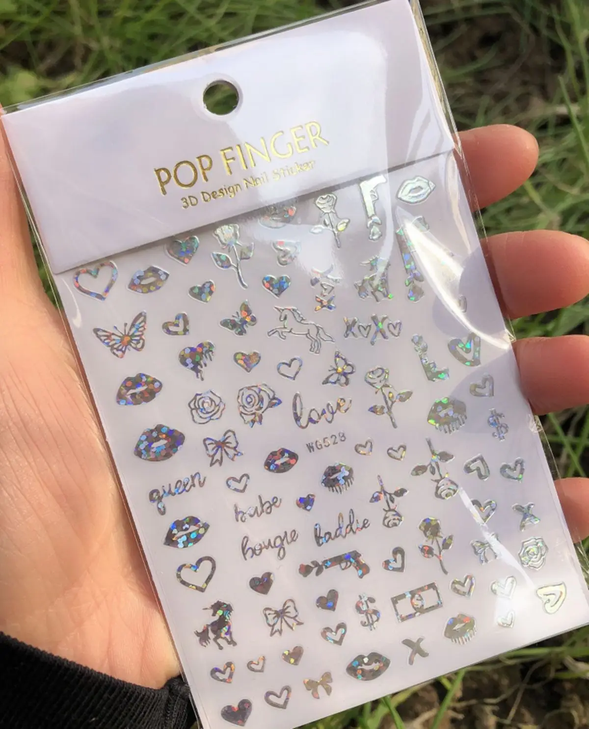 1PCS Multi-Color Laser Reflective Alphabet Nail Art Sticker Kit