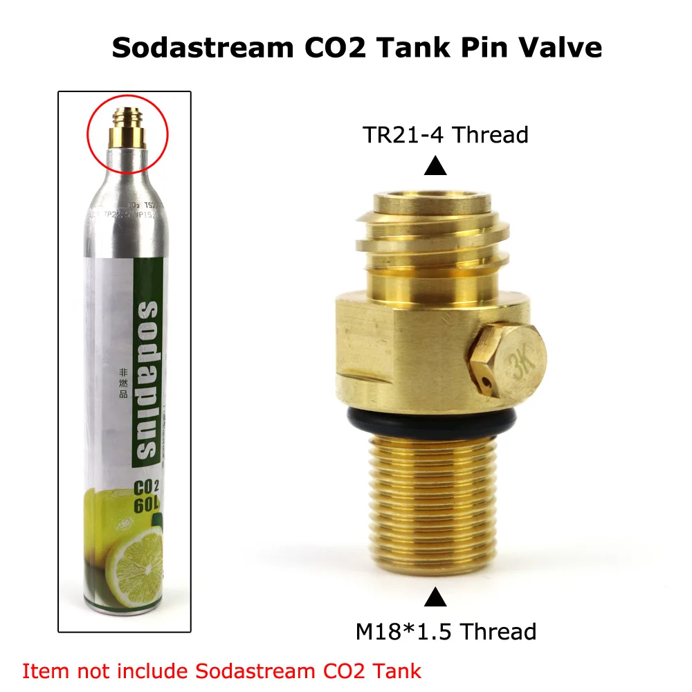 New Sodastream Refillable Co2 Pin Valve M18*1.5 Input To Tr214 Output