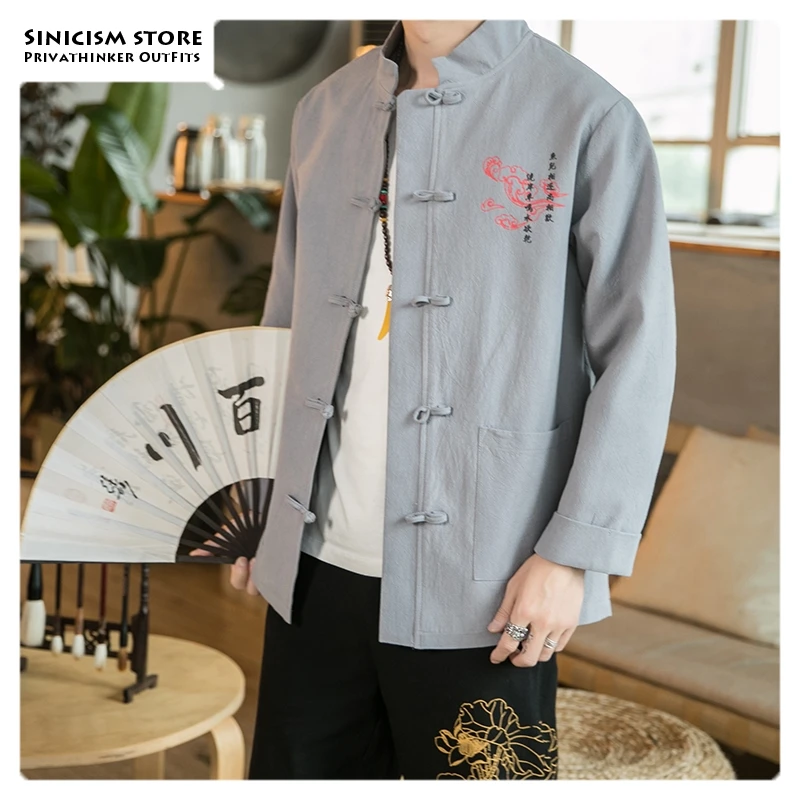Sinicism Store Мужские Винтажные куртки с принтом в китайском стиле осень 2019 мужские