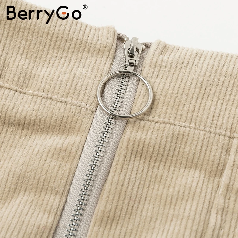 BerryGo Повседневная винтажная Осенняя юбка женская элегантная Высокая талия офисные короткие юбки зимние женские уличные прямые мини юбки