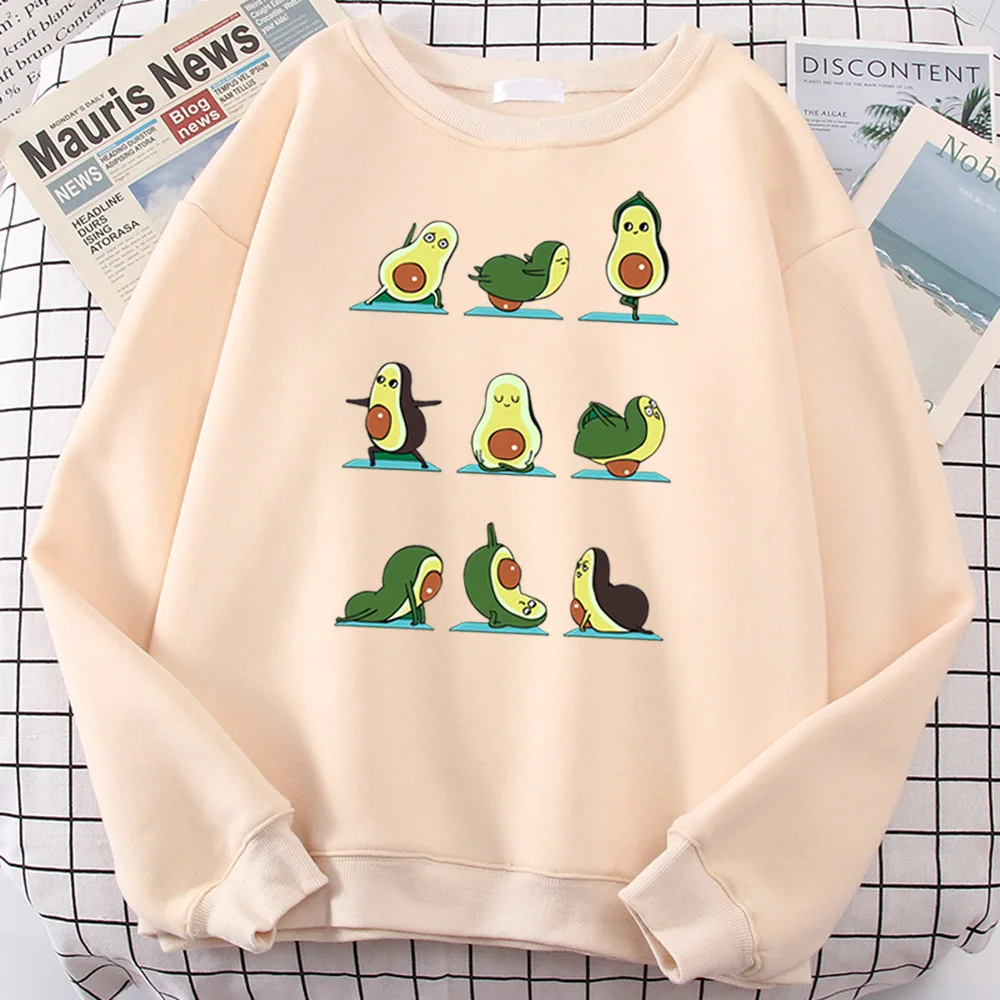

Womans Sweatshirts Avocado Teaches You To Practice Yoga Print Sweatshirt Lady Oversize Tops Autumn Funny Fruit Lady Long-Sleeve