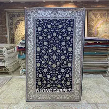 YILONG 3'x5' турецкий Шелковый ковер синий ручной работы изысканный Тебриз шелковые ковры(HF236B