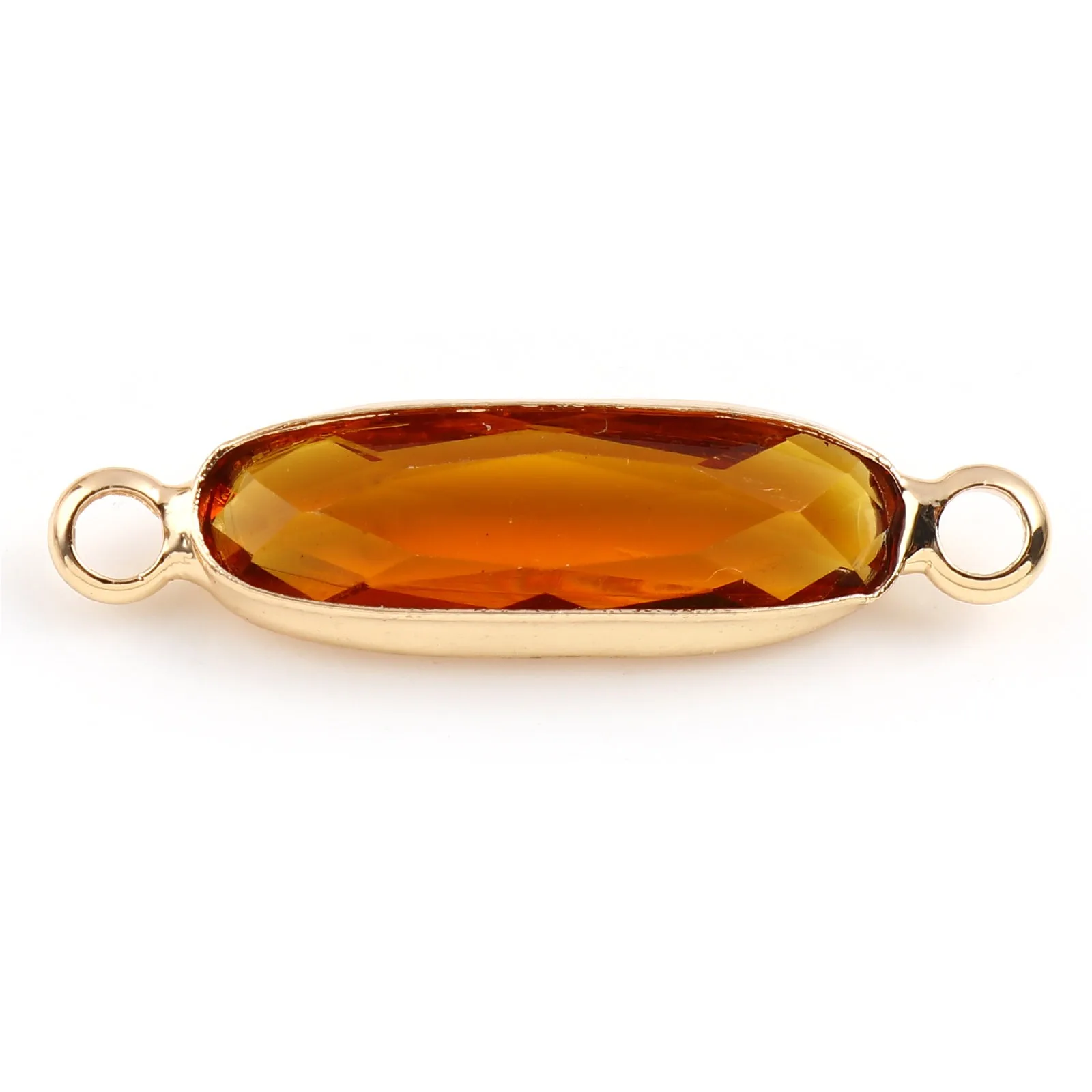 Multicolor Glass Connectors Oval Gold Color Copper Charms DIY Making Necklace Bracelets Women Jewelry Findings,22mm X 6mm,5PCs