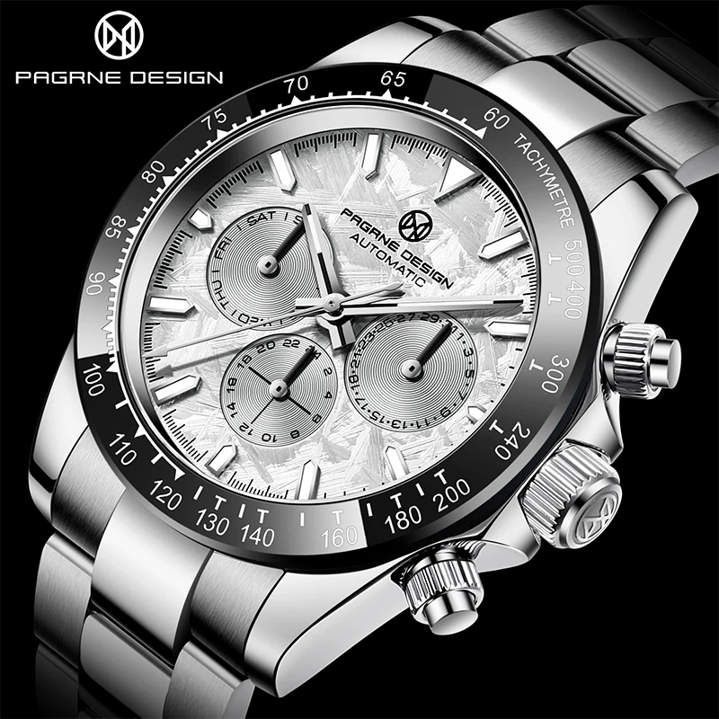 

PAGRNE DESIGN Automatic Men's Watches 40mm Ceramic Bezel Mechanical Watches Top Brand Stainless Steel Sports Waterproof Clock