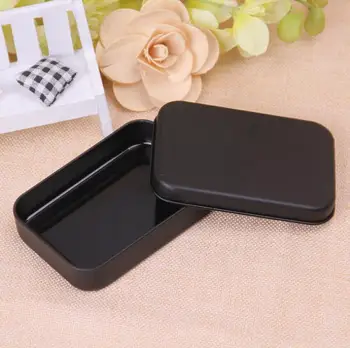 

Free shipping 100pcs Rectangle Tin Box Black Metal Container Tin Boxes Candy Jewelry Playing Card Storage Boxes Gift Packaging