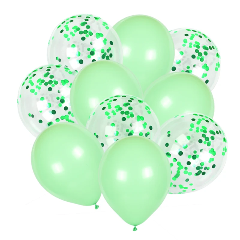 10 шт. 12 дюймов зеленый золотой прозрачный латексный шар Цветные конфетти блестки надувные воздушные шары для свадьбы и дня рождения Декорации для вечеринки