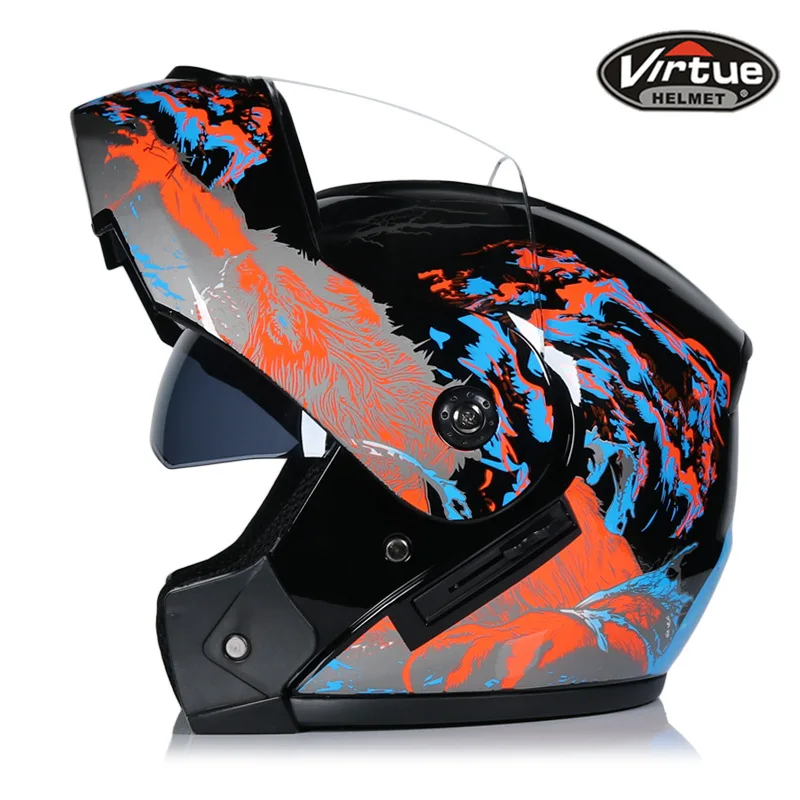 Dual Lens Motorcycle Helmet Unisex Racing Motocross Helmets Modular Carbon Fibre Full Face Helmet Flip Up Cascos Para Moto - Цвет: 20