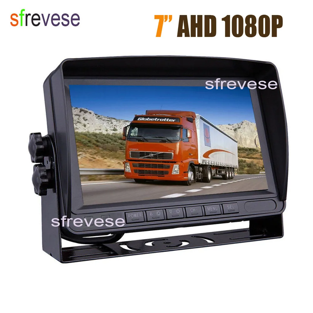 

7" IPS HD 4Pin 2CH Vehicle Car Rear View LCD Monitor Support Bus Truck Trailer RV Camper AHD 1080P Reverse Backup Camera 12V-24V