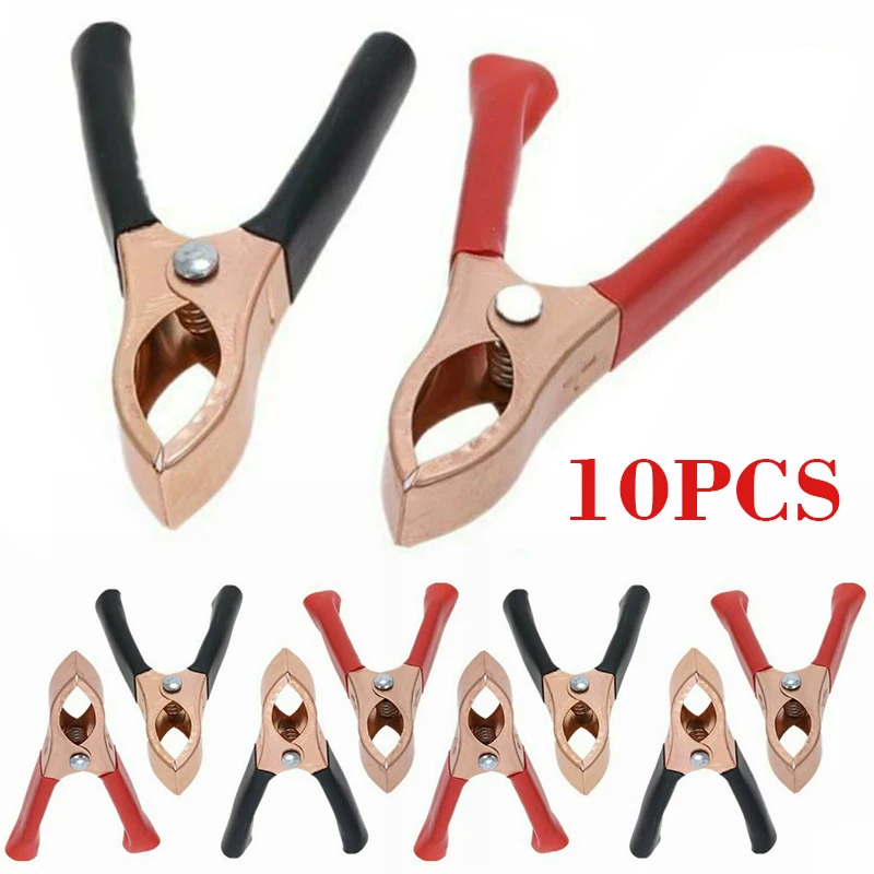 

10pcs 30A Red+Black Car Battery Clip Polishing Electroplating Copper Cables Alligator Clip for Charger Clamp Voltage Tester Tool