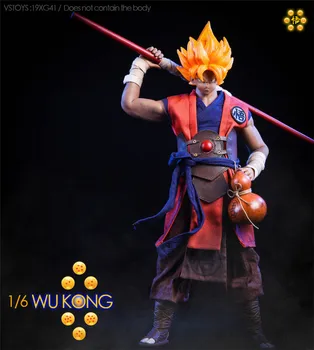 

WU KONG Head & Clothes Japanese Anime Dragon Ball Collectible 19XG41 1/6 Accessory Straight/Strabismus Eyes Version for Fans