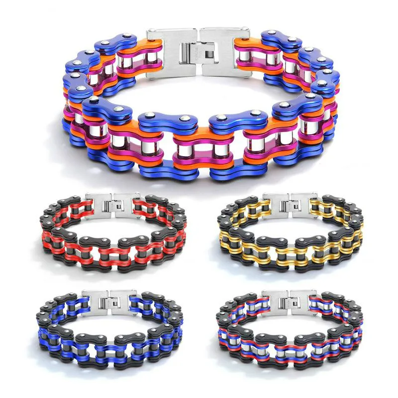 Модная велосипедная цепь из нержавеющей стали 316L, золотые, черные браслеты и браслеты, Мотоциклетная цепь, браслет для мужчин, байкер, ювелирное изделие, подарок