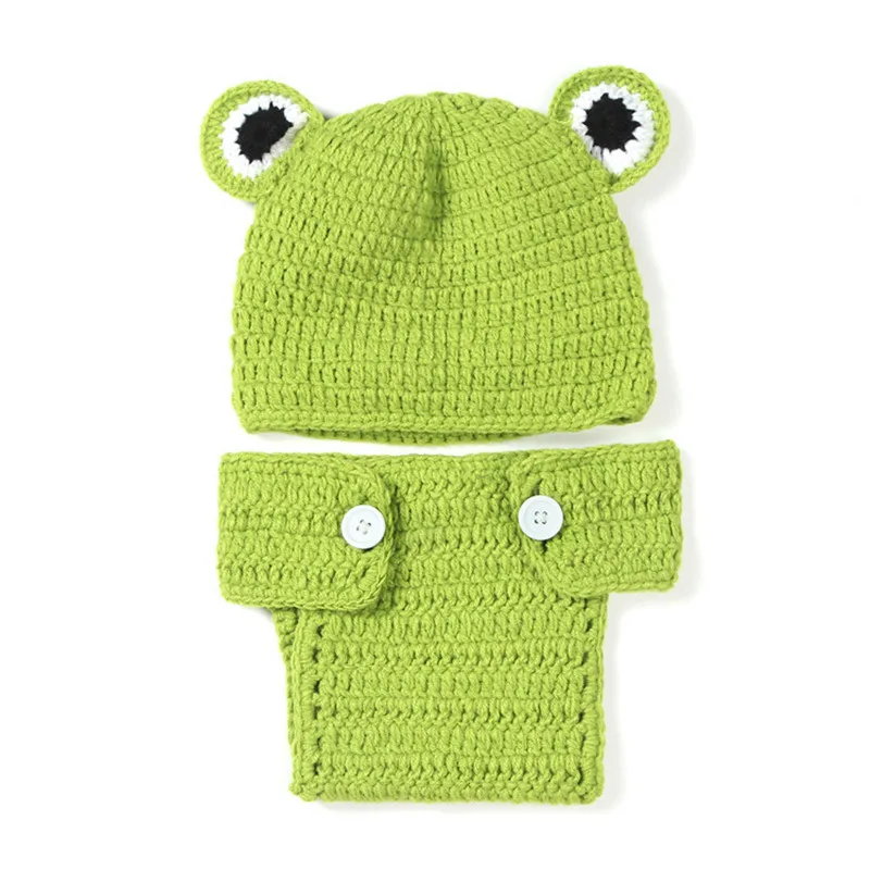 Cute Owls Puppy Dog Frogs Clothes Newborn Photography Props Baby Infant Hat Shorts Crochet Knitted Clothing Set Photo Accessories (11)