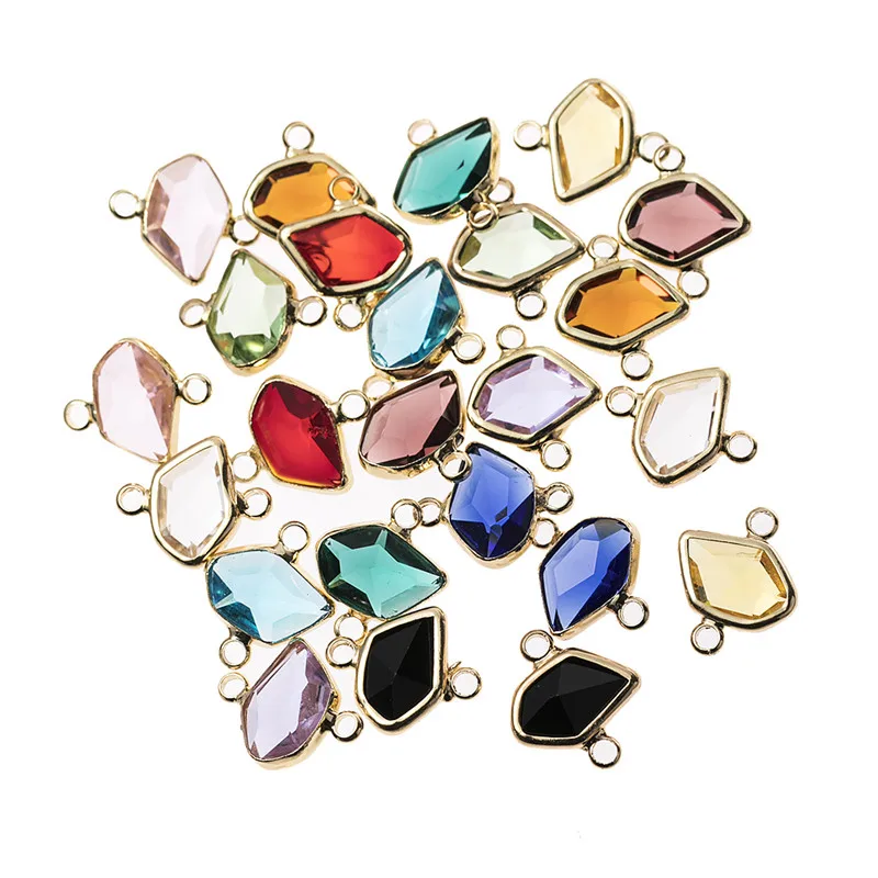 

10pcs/lot 14x12mm Crystal Geometric Glass Charm Pendants For Necklaces Bracelet Connector DIY Jewelry Making Finding
