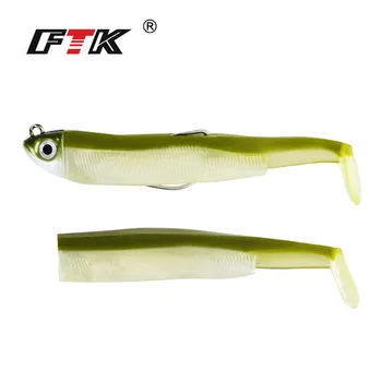 

Sea Shore Trolling Fishing Baits Jig Head 5g/12g/25g 70mm/90mm Silicone Bodies Combo Black Soft Minnow Lure for Pike Seabass