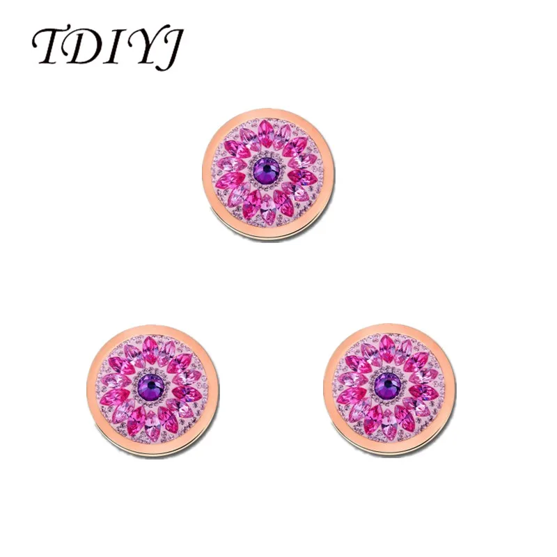

TDIYJ Hot Selling 33mm Dahlia Coin Rose Red Crystal Disc for 35mm Coin Holder Pendant 1Pcs