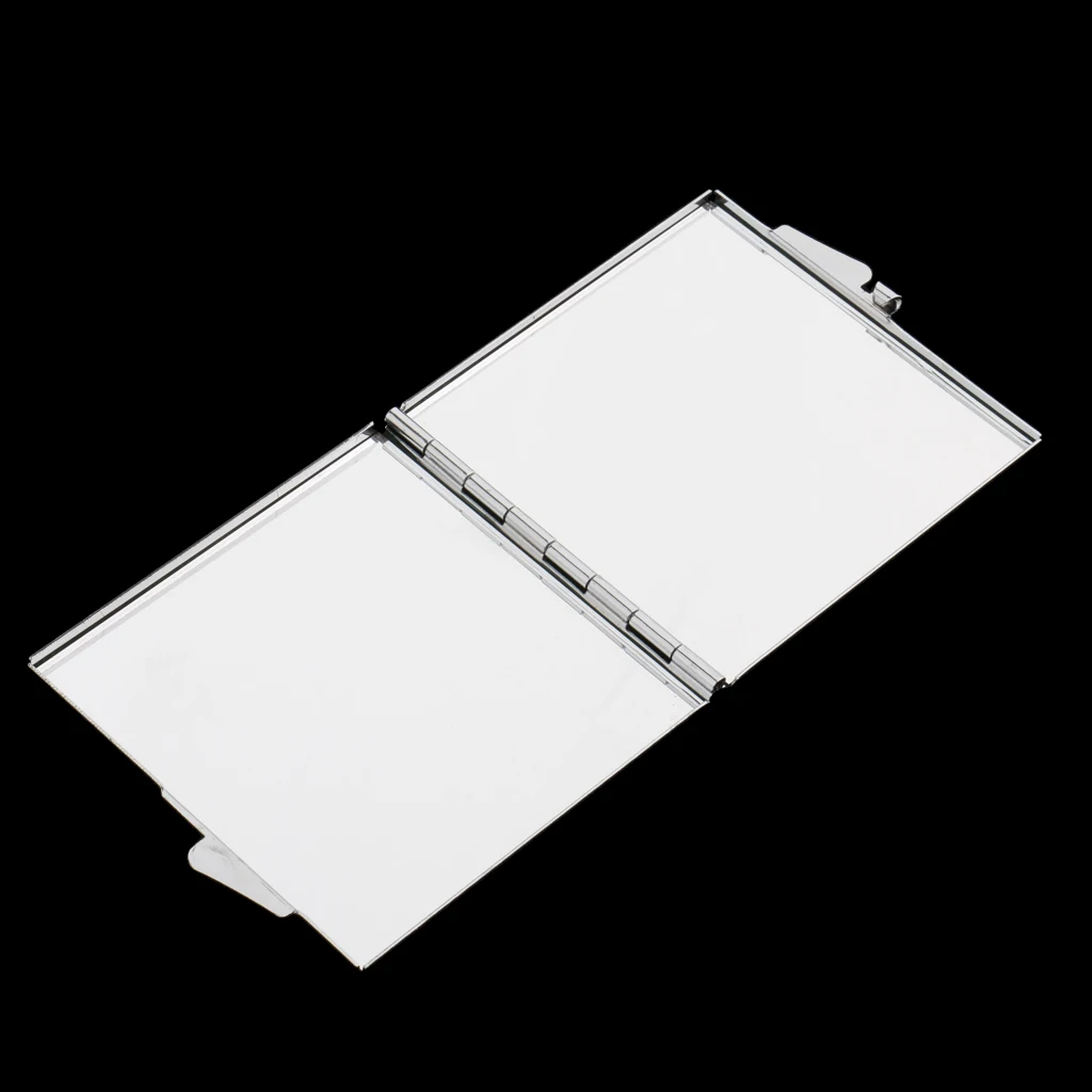 Pack of 2 Double Sides Folding Pocket-size Makeup Mirror Portable Square Compact Mirror Silver Lightweight