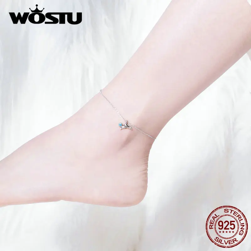 WOSTU S925 браслет-цепочка с хвостом русалки Лидер продаж настоящий 925 пробы серебряный браслет модные ювелирные изделия для свадьбы BKT004