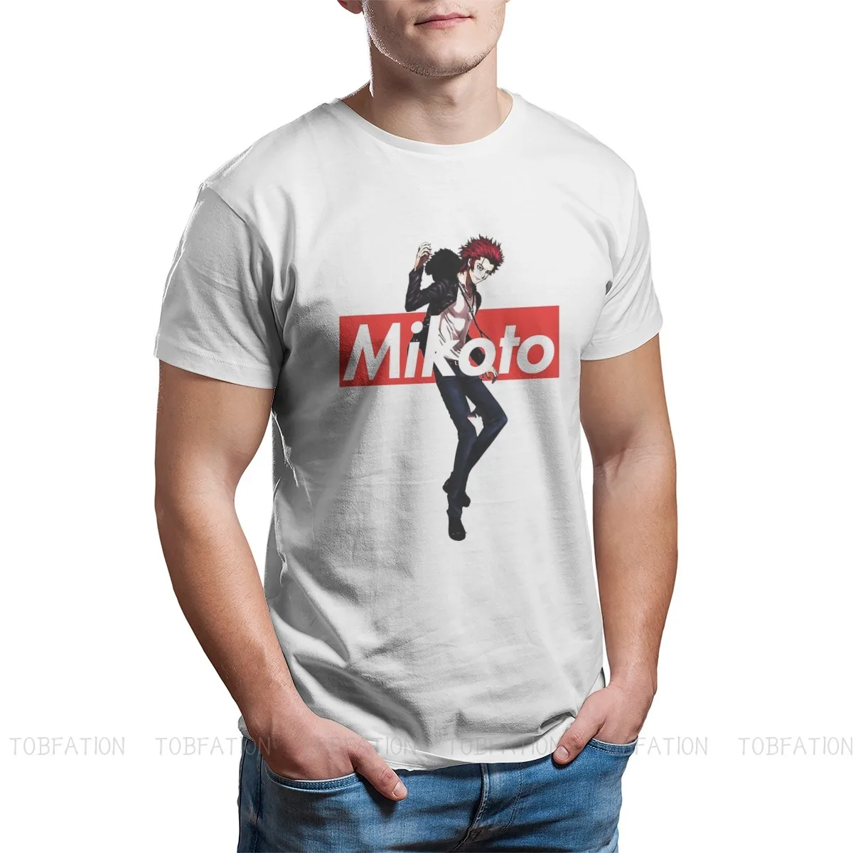 Забавные хлопковые футболки Mikoto Suoh с принтом K Project Yashiro Isana Neko ku1x Anime Мужская