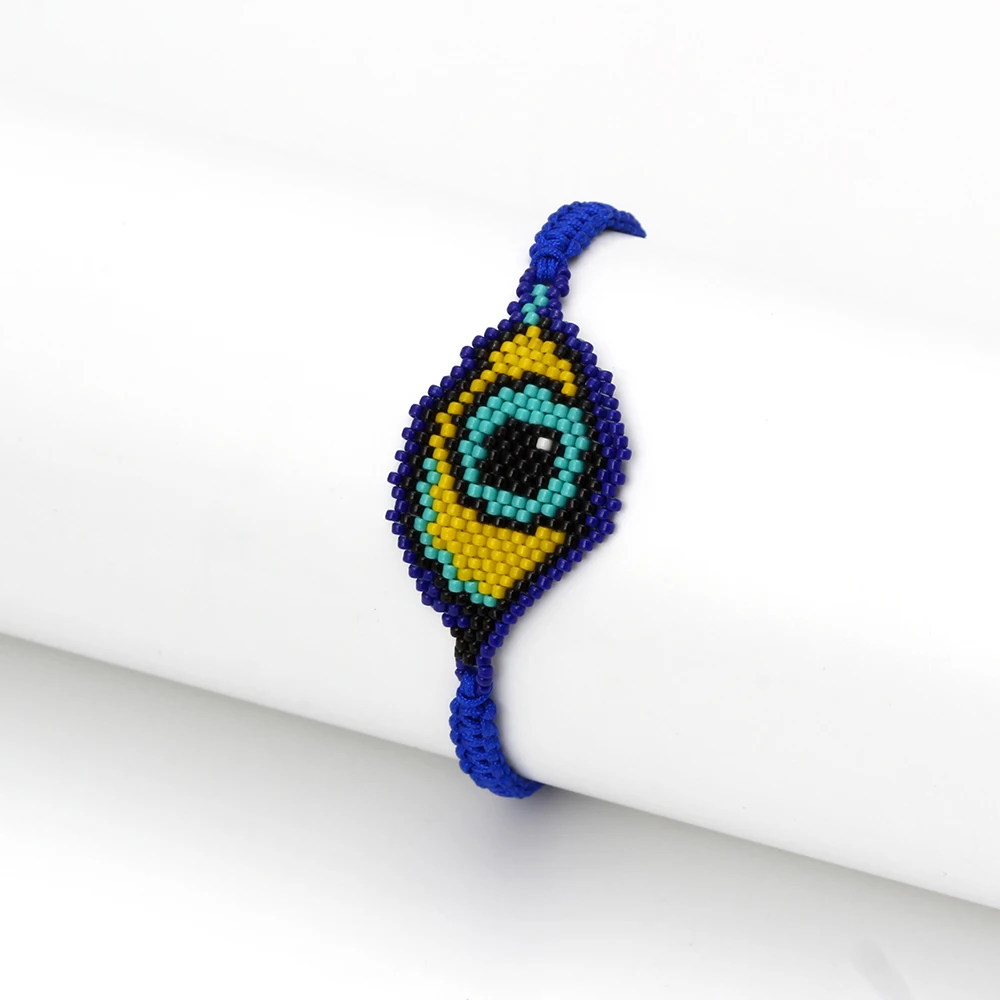 EVIL EYE Miyuki плетеный браслет из бисера голубая веревка цепочка регулируемый браслет с бусинами ручной работы DIY ювелирные изделия для женщин EY6393