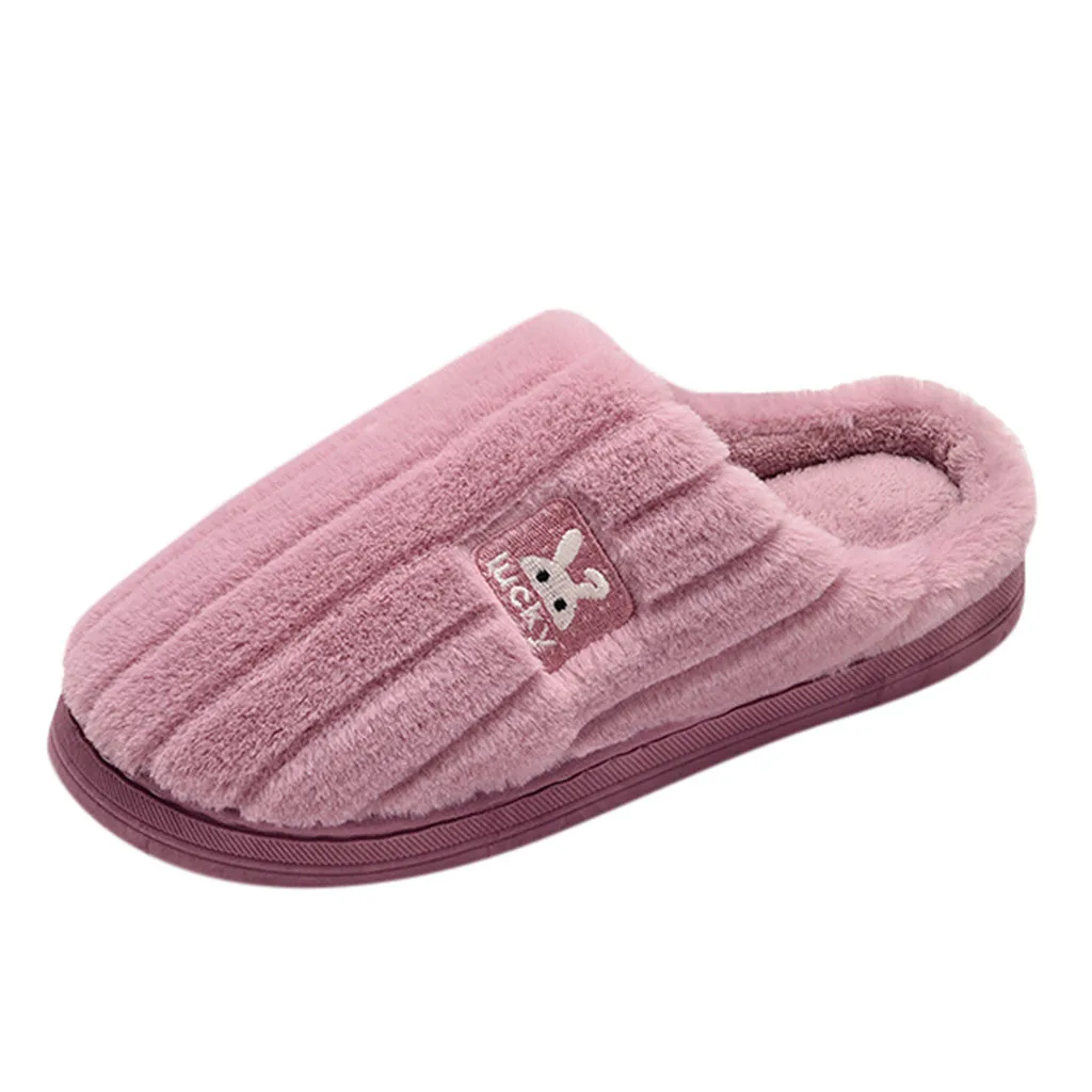 Мужские и женские теплые тапочки; пара теплых нескользящих зимних домашних тапочек с кроликом; женская домашняя обувь для спальни; обувь размера плюс - Цвет: B