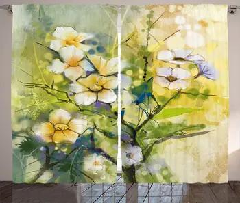 

Flower Window Curtains Doodle Aquarelle Japanese Cherry Blossom Sakura Hand Drawn Work of Art Print Living Room Bedroom Decor