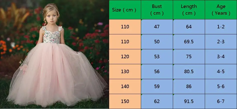 Filles Princesse Mariage Fête Fleur Dentelle Robes D'anniversaire